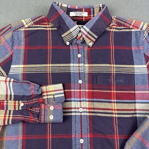Rockies Western Shirt Womens Small Cowgirl Blue Red Plaid Long Sleeve Button Top